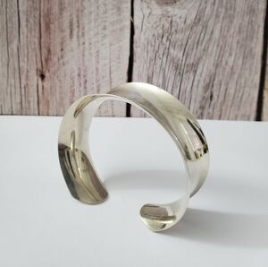 Sculpted Elegance Sterling Silver 925 Cuff Bracelet
